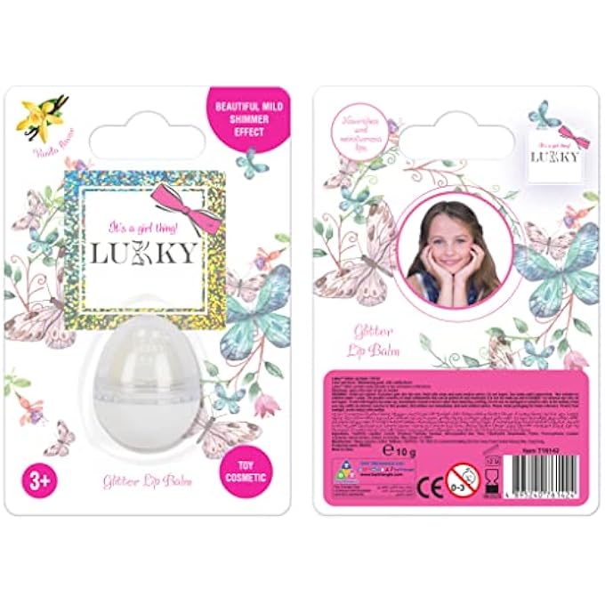 LUKKY GLITTER LIP BALM EGG-SHAPED SHIMMER LIP CARE WITH VANILA FLAVOR, MOISTURIZING SMOOTH FINISH, SPARKLING SHINE MAKEUP FOR KIDS, FUN GIFT IDEA FOR GIRLS- 10G (SHIMMERING PEARL) - Image 1